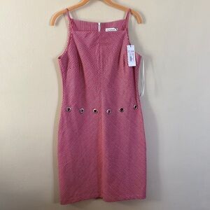 Lili Sidonio Molly Bracken Red White Striped Midi Dress Grommet Nautical Coastal